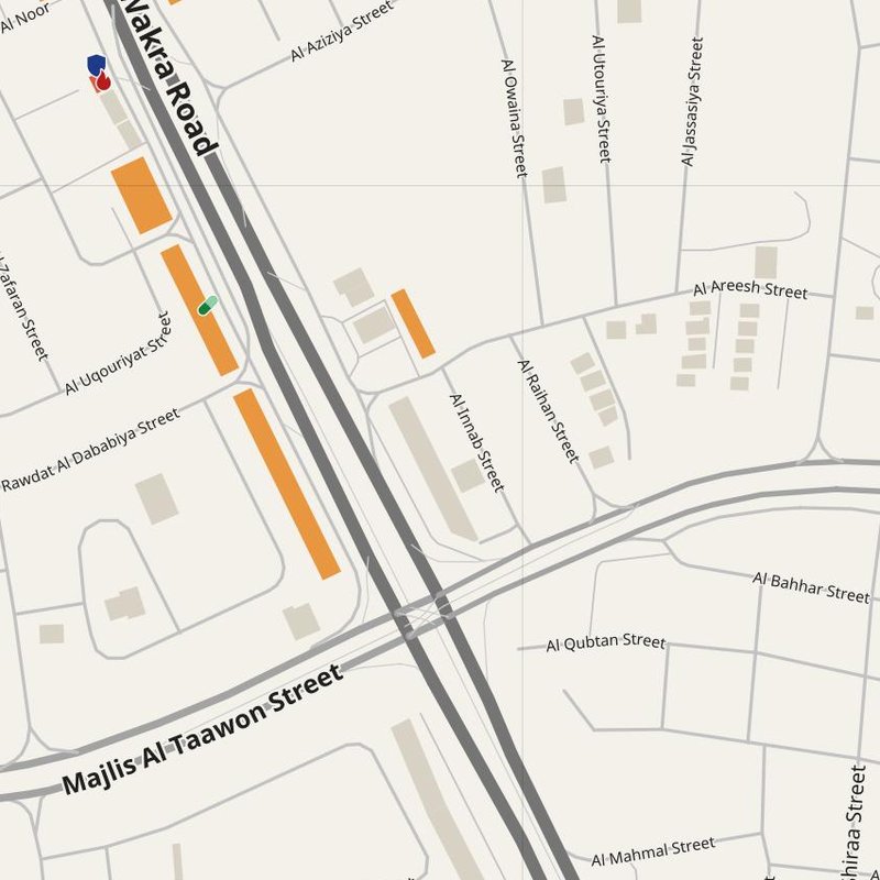 Al Wakrah map with house numbers, hospitals, police and fire stations — printable PDF, Qatar