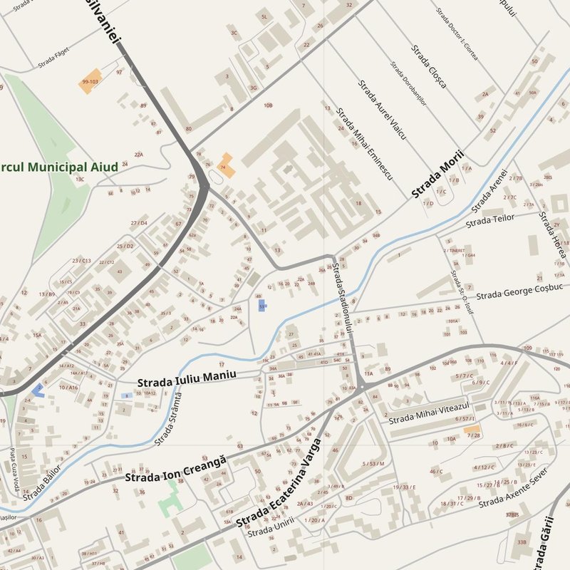 Aiud street map with house numbers — printable address map PDF, Romania