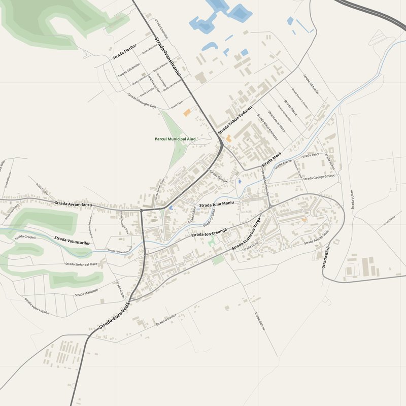 Aiud Map PDF — Printable Street Map Poster with House Numbers