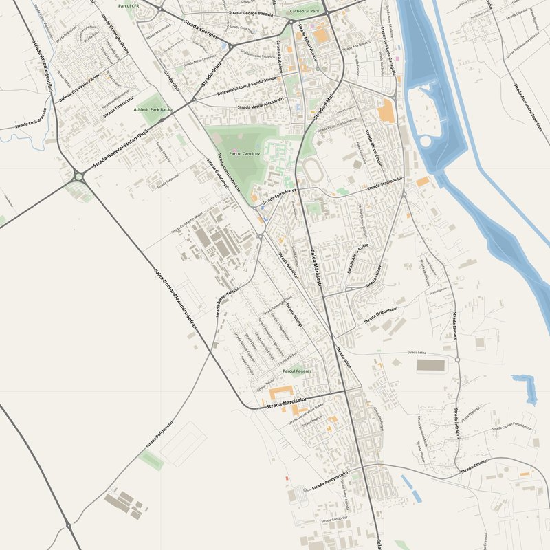 Bacău Map PDF — Printable Street Map Poster with House Numbers