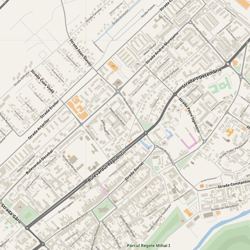 Bistriţa street map with house numbers — printable address map PDF, Romania