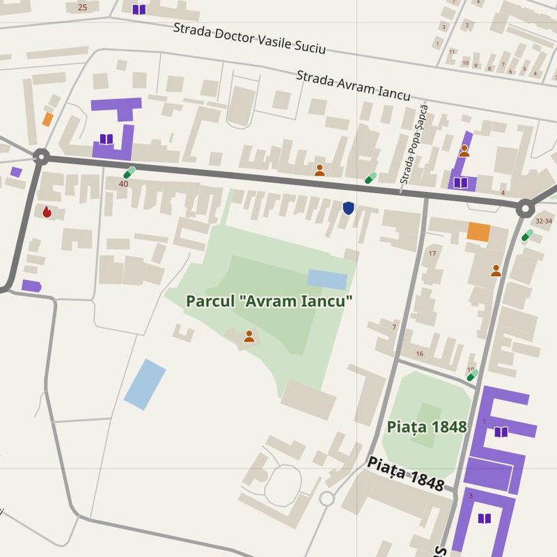 Blaj map with house numbers, hospitals, police and fire stations — printable PDF, Romania