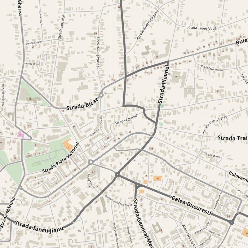 Caracal street map with house numbers — printable address map PDF, Romania