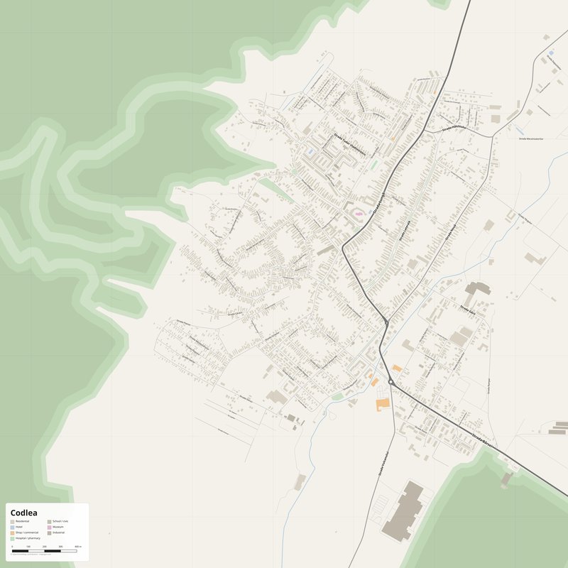 Codlea Map PDF — Printable Street Map Poster with House Numbers