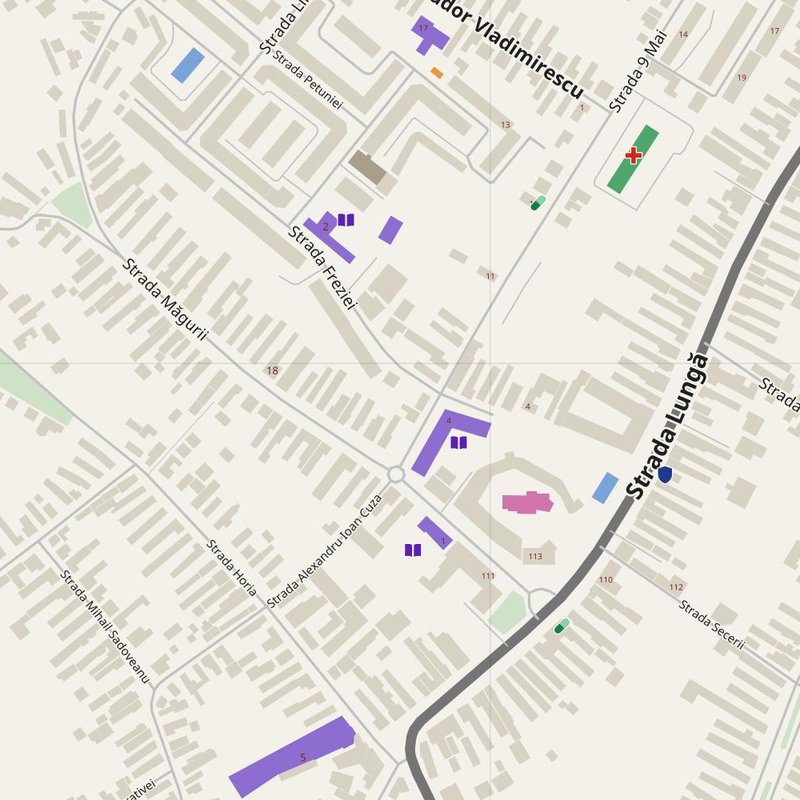 Codlea map with house numbers, hospitals, police and fire stations — printable PDF, Romania