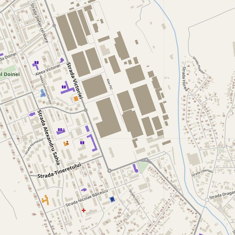 Cugir map with house numbers, hospitals, police and fire stations — printable PDF, Romania