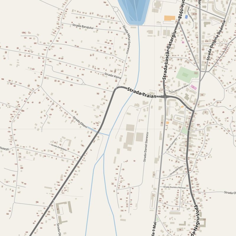 Curtea de Argeş street map with house numbers — printable address map PDF, Romania