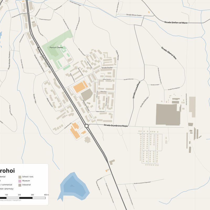 Dorohoi Map PDF — Printable Street Map Poster with House Numbers