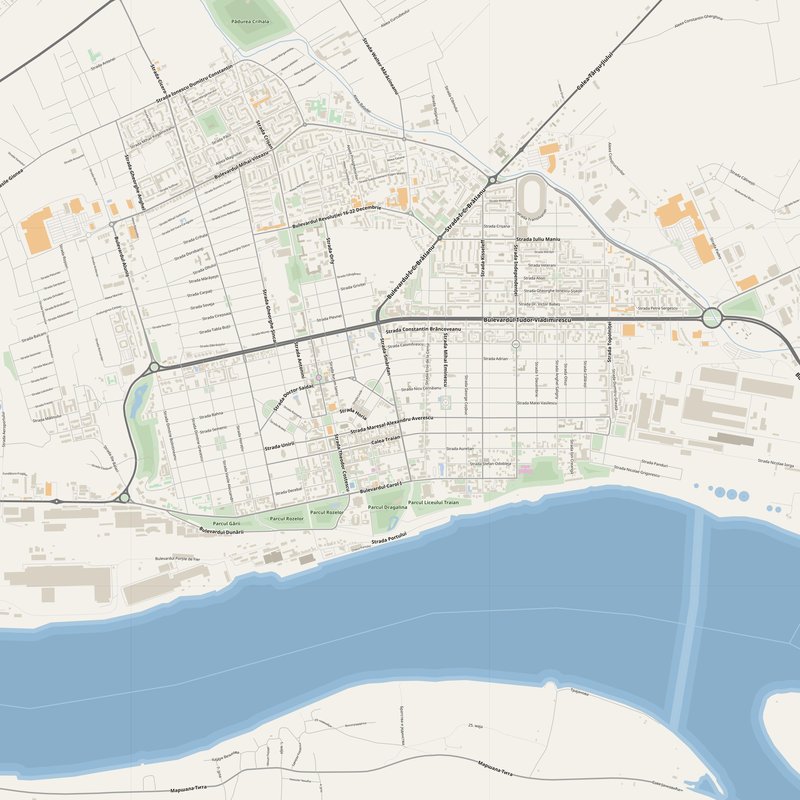 Drobeta-Turnu Severin Map PDF — Printable Street Map Poster with House Numbers