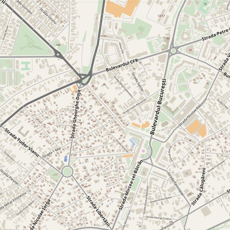 Giurgiu street map with house numbers — printable address map PDF, Romania