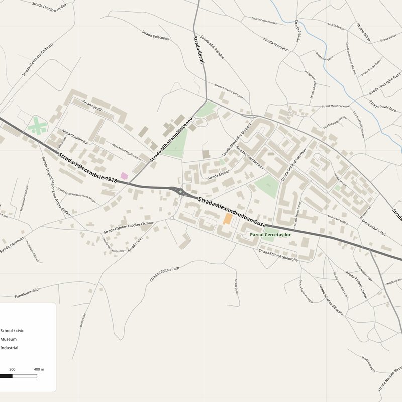 Huşi Map PDF — Printable Street Map Poster with House Numbers