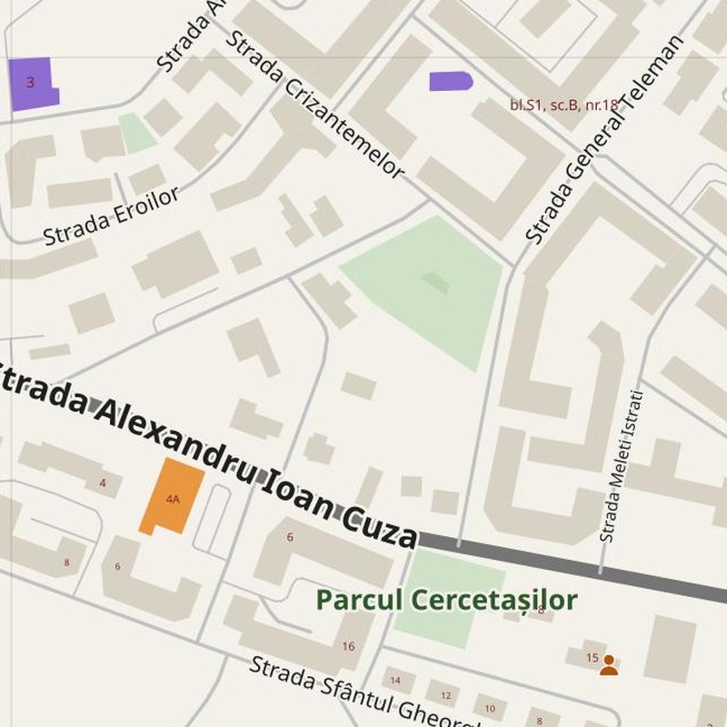 Huşi map with house numbers, hospitals, police and fire stations — printable PDF, Romania