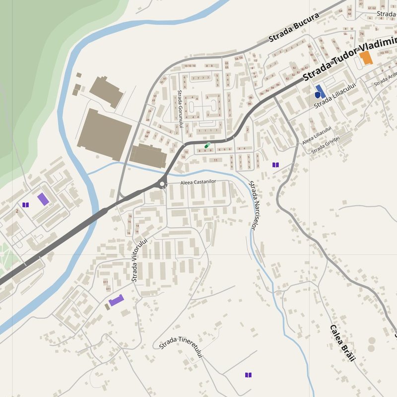 Lupeni map with house numbers, hospitals, police and fire stations — printable PDF, Romania