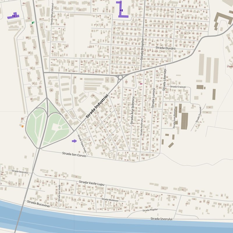 Medgidia map with house numbers, hospitals, police and fire stations — printable PDF, Romania
