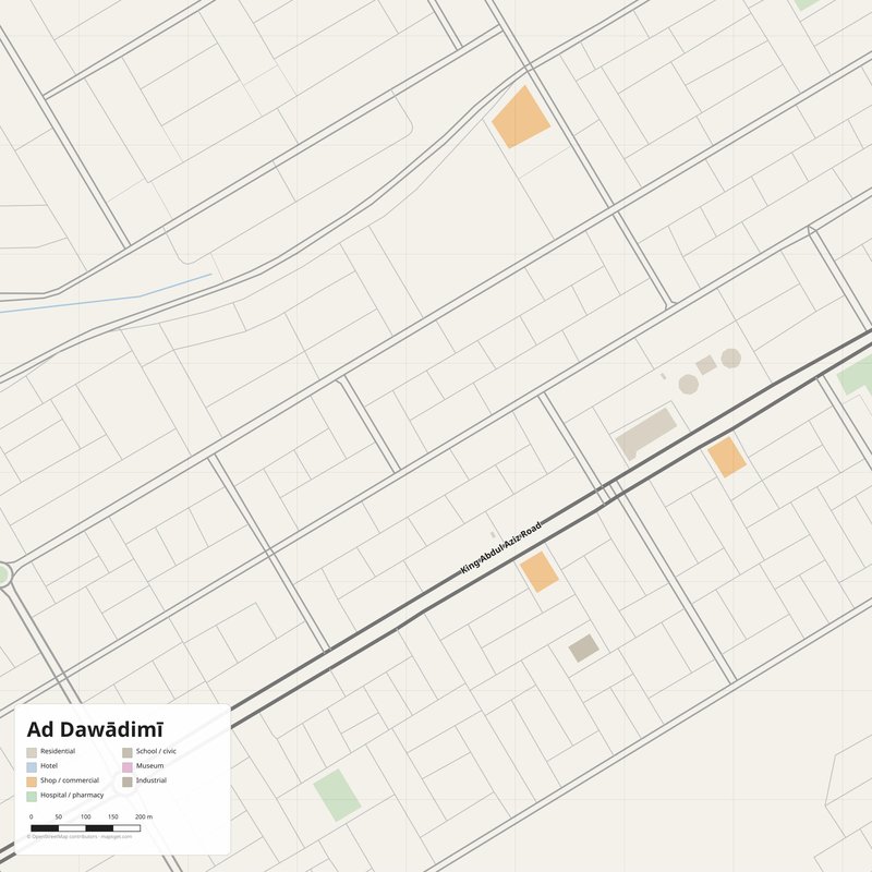 Ad Dawādimī Map PDF — Printable Street Map Poster with House Numbers