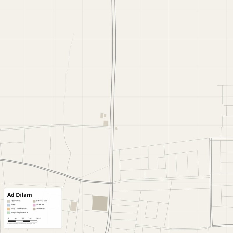 Ad Dilam Map PDF — Printable Street Map Poster with House Numbers