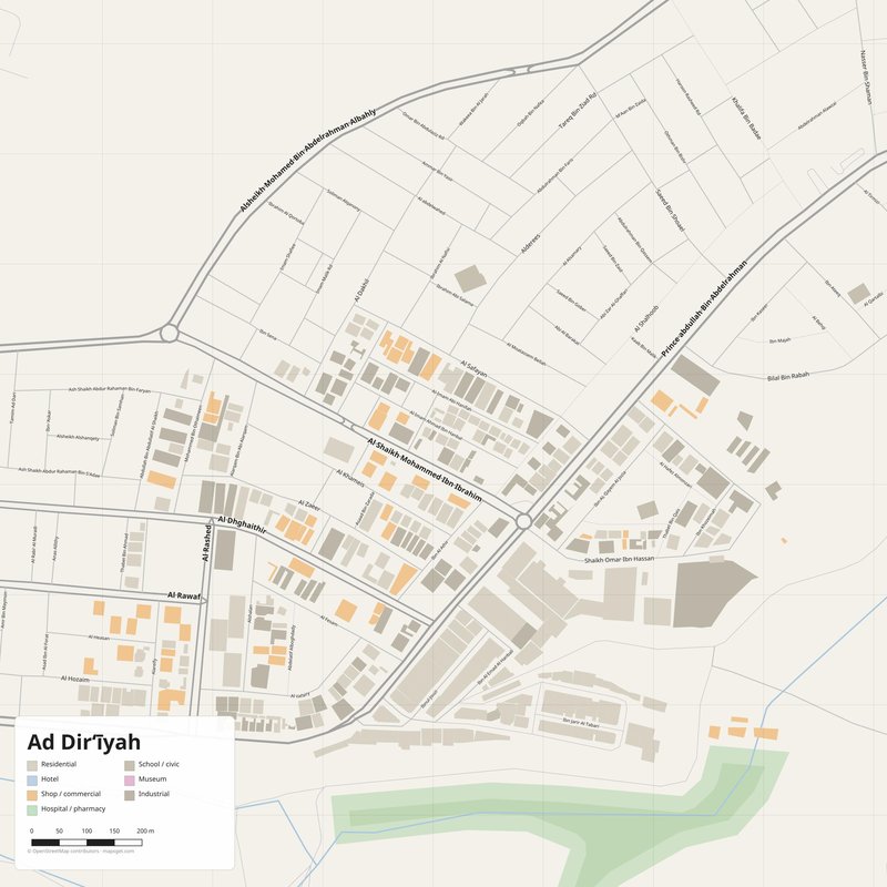 Ad Dir‘īyah Map PDF — Printable Street Map Poster with House Numbers