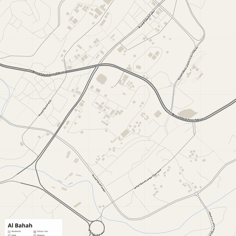 Al Bahah Map PDF — Printable Street Map Poster with House Numbers