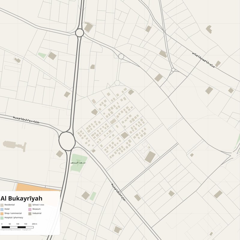 Al Bukayrīyah Map PDF — Printable Street Map Poster with House Numbers