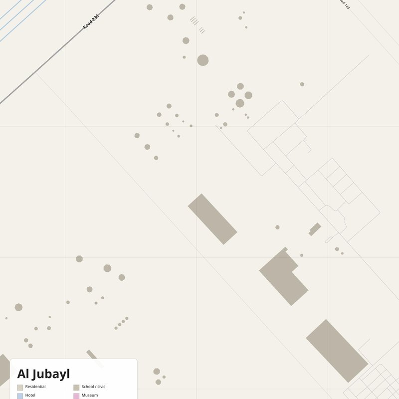 Al Jubayl Map PDF — Printable Street Map Poster with House Numbers
