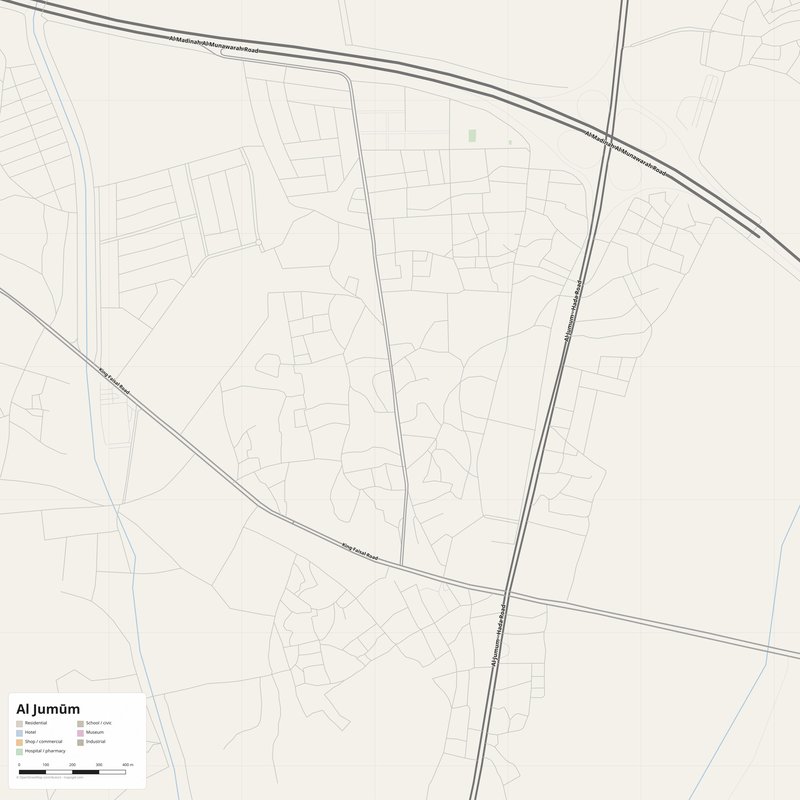 Al Jumūm Map PDF — Printable Street Map Poster with House Numbers