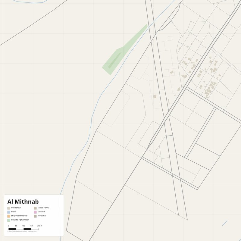 Al Mithnab Map PDF — Printable Street Map Poster with House Numbers