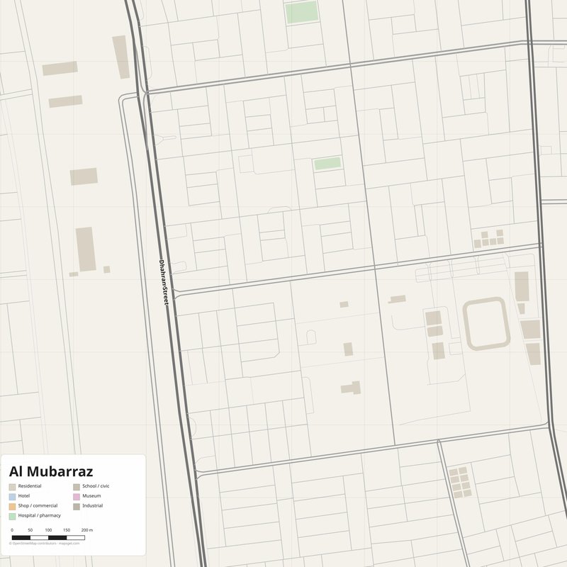Al Mubarraz Map PDF — Printable Street Map Poster with House Numbers