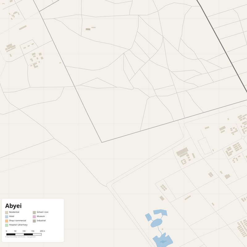 Abyei Map PDF — Printable Street Map Poster with House Numbers