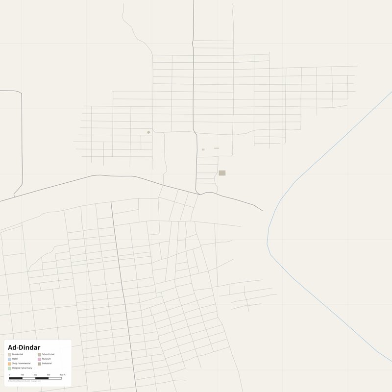 Ad-Dindar Map PDF — Printable Street Map Poster with House Numbers