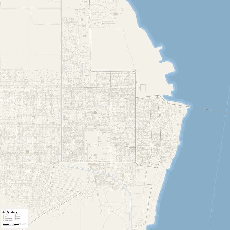 Ad Douiem Map PDF — Printable Street Map Poster with House Numbers