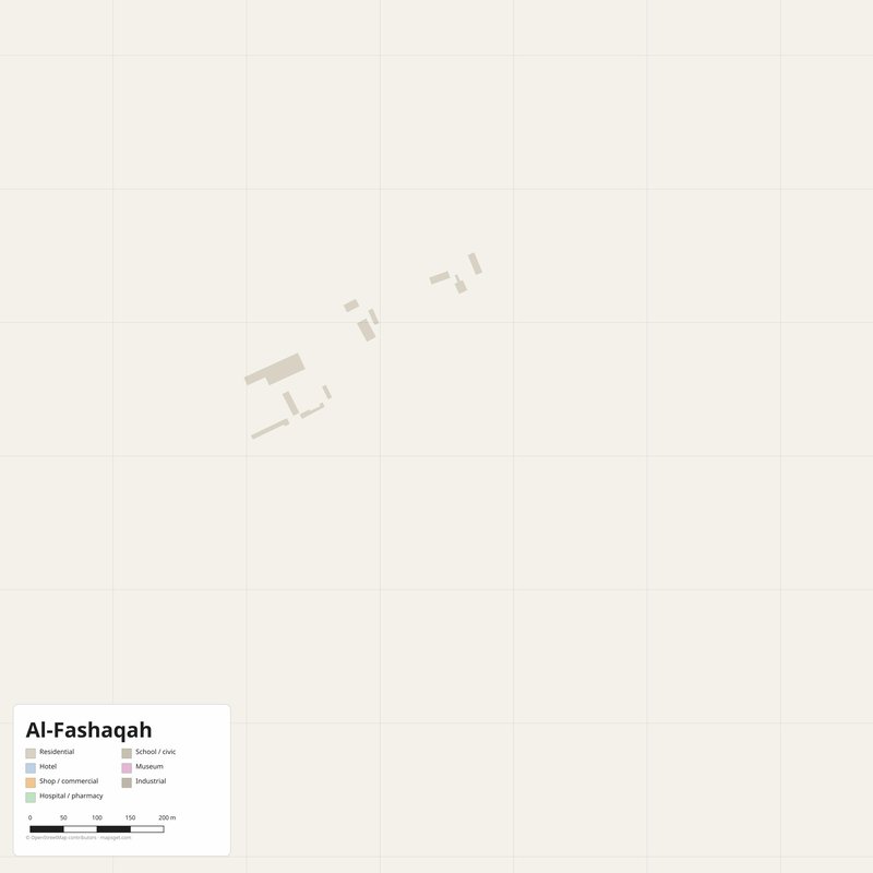 Al-Fashaqah Map PDF — Printable Street Map Poster with House Numbers
