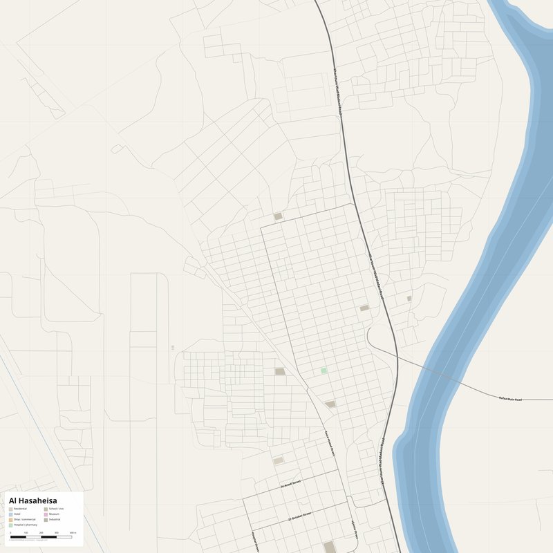 Al Hasaheisa Map PDF — Printable Street Map Poster with House Numbers