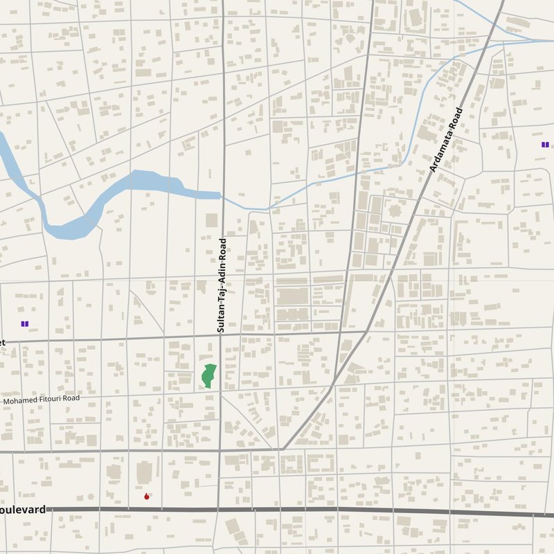 Al-Junaynah map with house numbers, hospitals, police and fire stations — printable PDF, Sudan