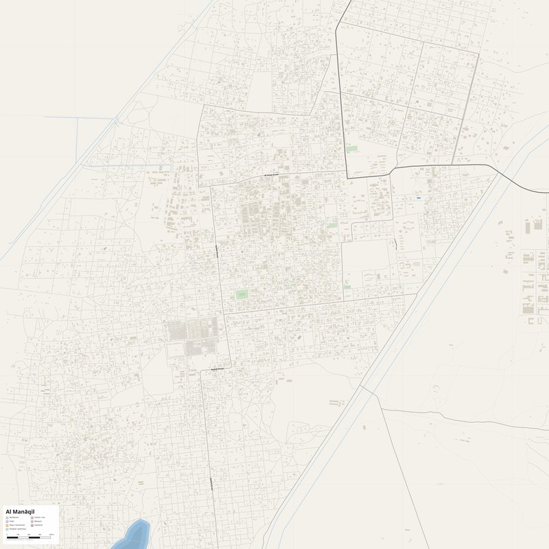 Al Manāqil Map PDF — Printable Street Map Poster with House Numbers