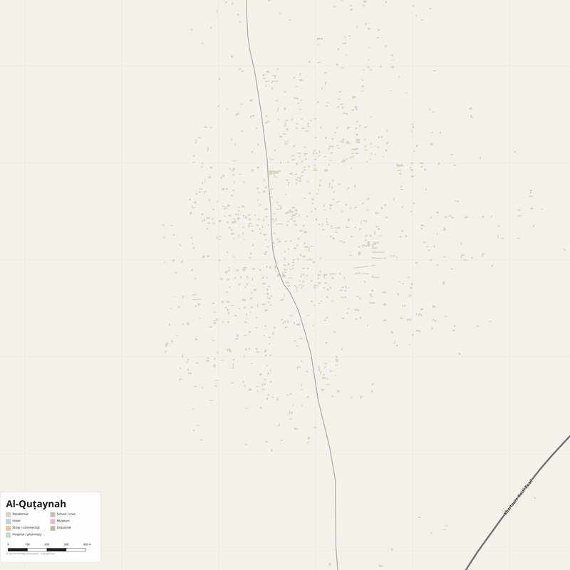 Al-Quṭaynah Map PDF — Printable Street Map Poster with House Numbers