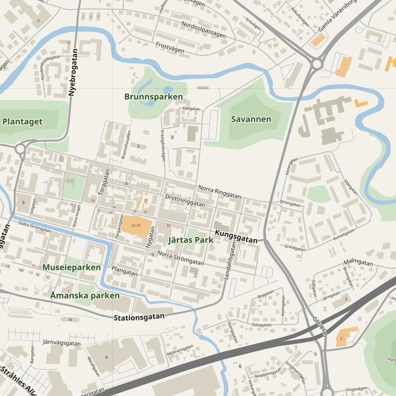 Alingsås street map with house numbers — printable address map PDF, Sweden