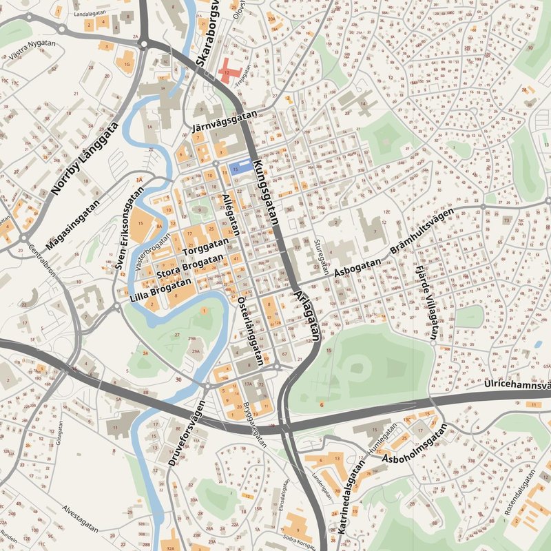 Borås street map with house numbers — printable address map PDF, Sweden