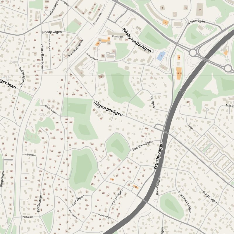 Danderyd street map with house numbers — printable address map PDF, Sweden