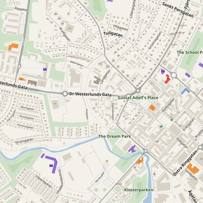 Enköping map with house numbers, hospitals, police and fire stations — printable PDF, Sweden