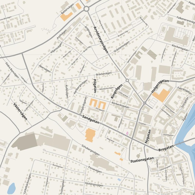 Falkenberg street map with house numbers — printable address map PDF, Sweden