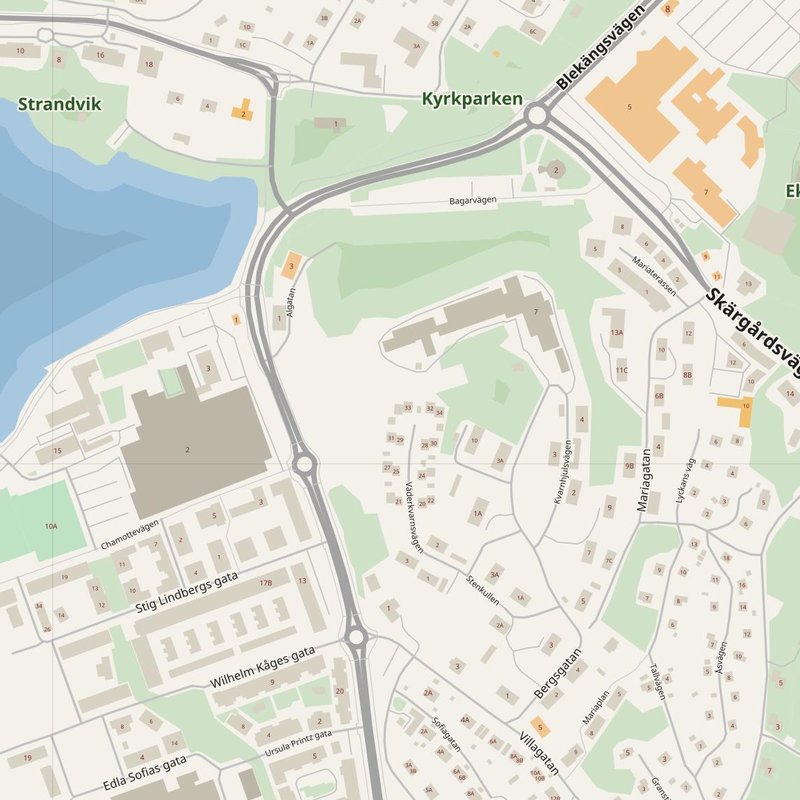 Gustavsberg street map with house numbers — printable address map PDF, Sweden