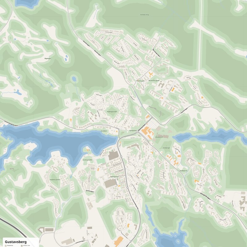 Gustavsberg Map PDF — Printable Street Map Poster with House Numbers