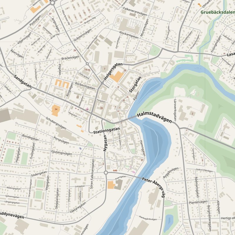 Halmstad street map with house numbers — printable address map PDF, Sweden