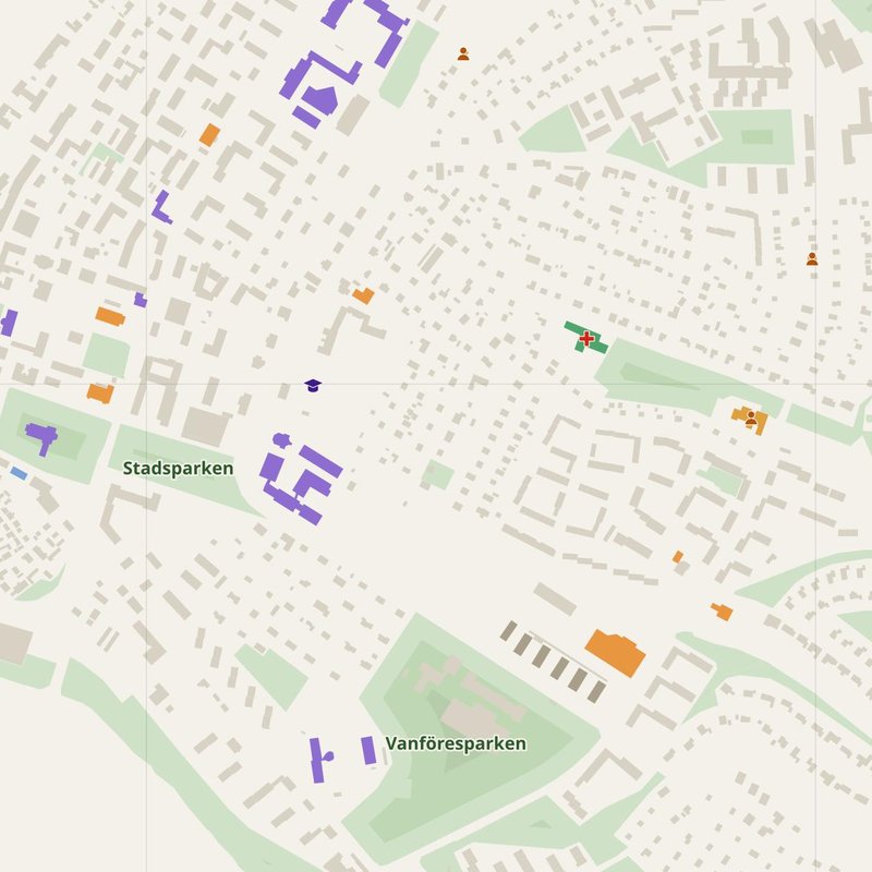Härnösand map with house numbers, hospitals, police and fire stations — printable PDF, Sweden
