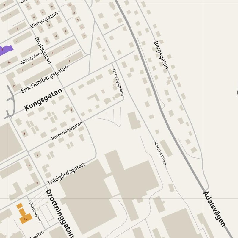 Huskvarna map with house numbers, hospitals, police and fire stations — printable PDF, Sweden