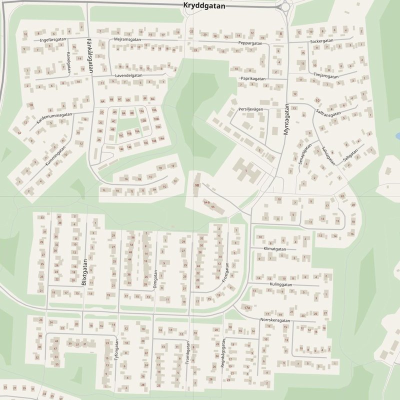 Karlskrona street map with house numbers — printable address map PDF, Sweden