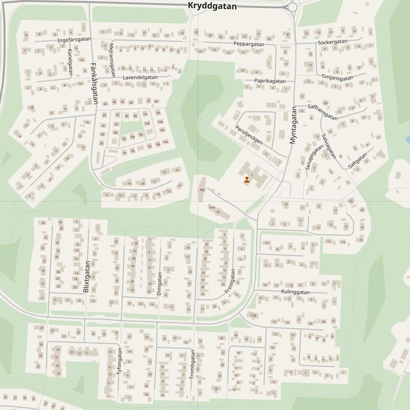 Karlskrona map with house numbers, hospitals, police and fire stations — printable PDF, Sweden