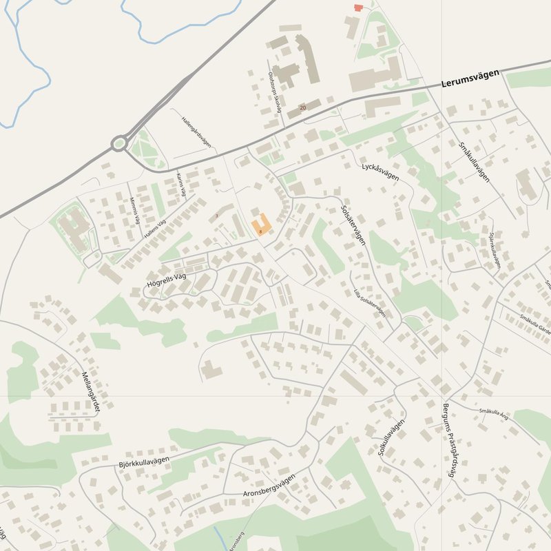 Lerum street map with house numbers — printable address map PDF, Sweden