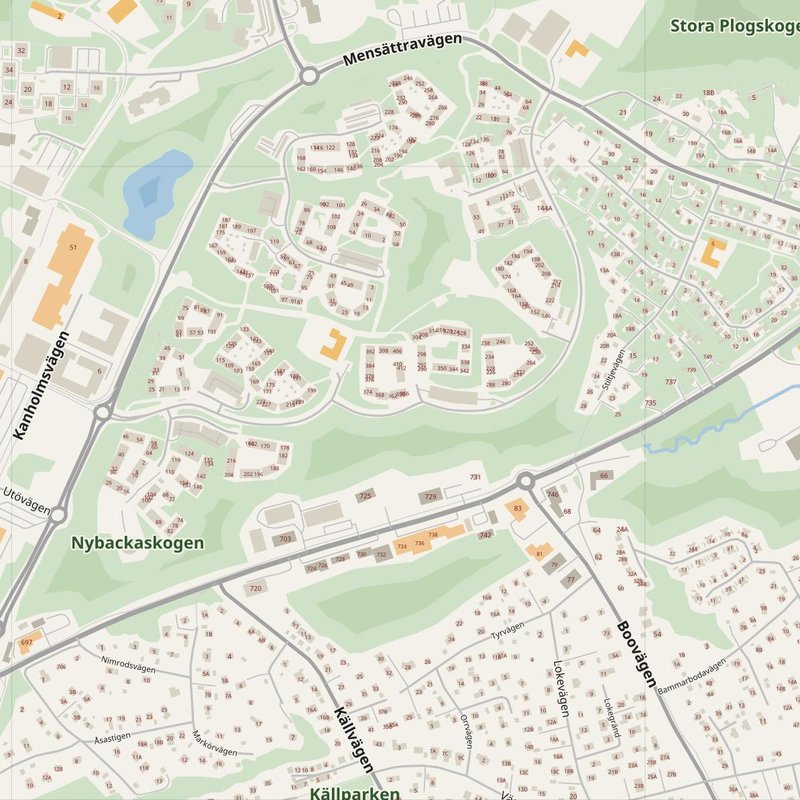 Lidingö street map with house numbers — printable address map PDF, Sweden
