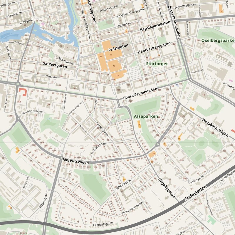 Norrköping street map with house numbers — printable address map PDF, Sweden